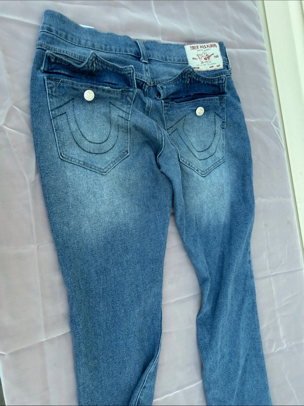 True Religion Men's Faded Blue Relaxed Jeans